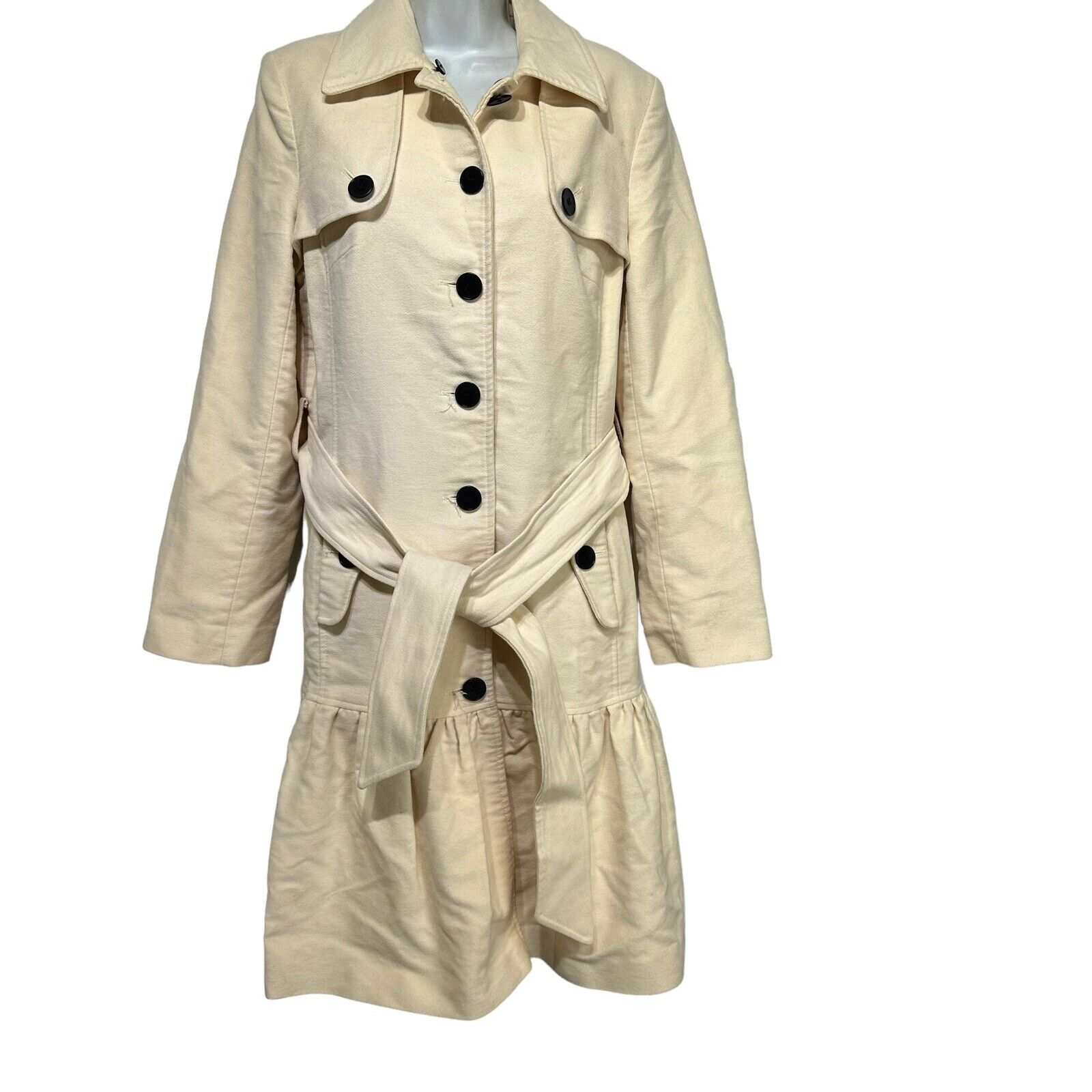 Helene Berman Ruffle Trench Coat Size M